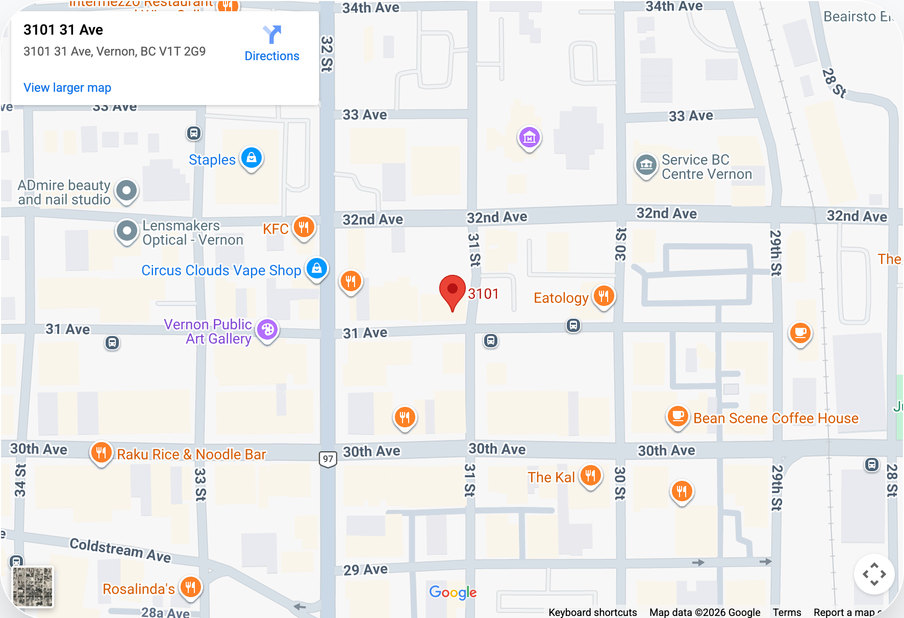 Jamie's Pharmacy Vernon Location Map